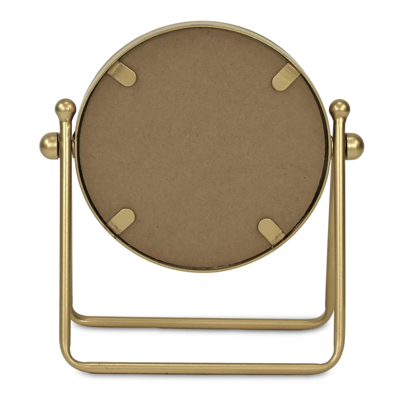 10" Gold Metal Round Tilting Framed Makeup Shaving Tabletop Mirror Homeroots Bed & Bath