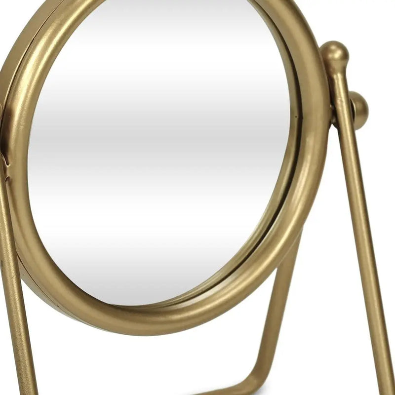 10" Gold Metal Round Tilting Framed Makeup Shaving Tabletop Mirror Homeroots Bed & Bath