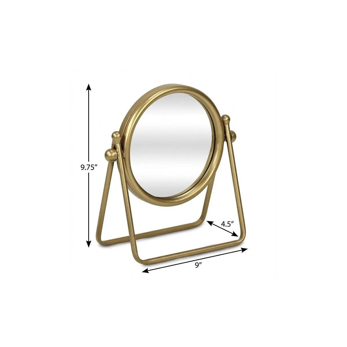 10" Gold Metal Round Tilting Framed Makeup Shaving Tabletop Mirror Homeroots Bed & Bath
