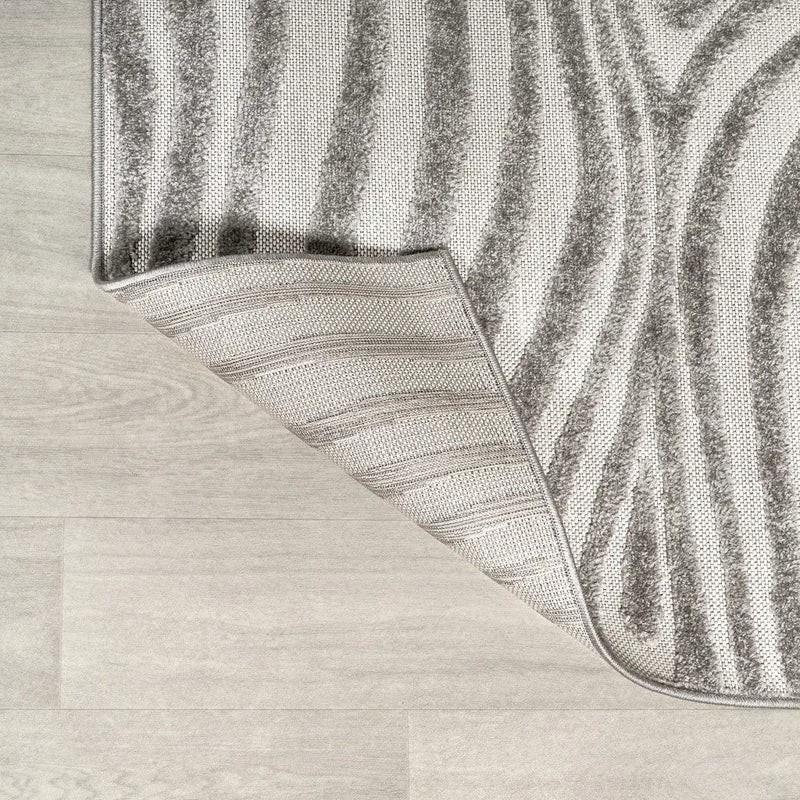 10' Gray And Ivory Abstract Indoor Outdoor Runner Rug Homeroots Outdoor