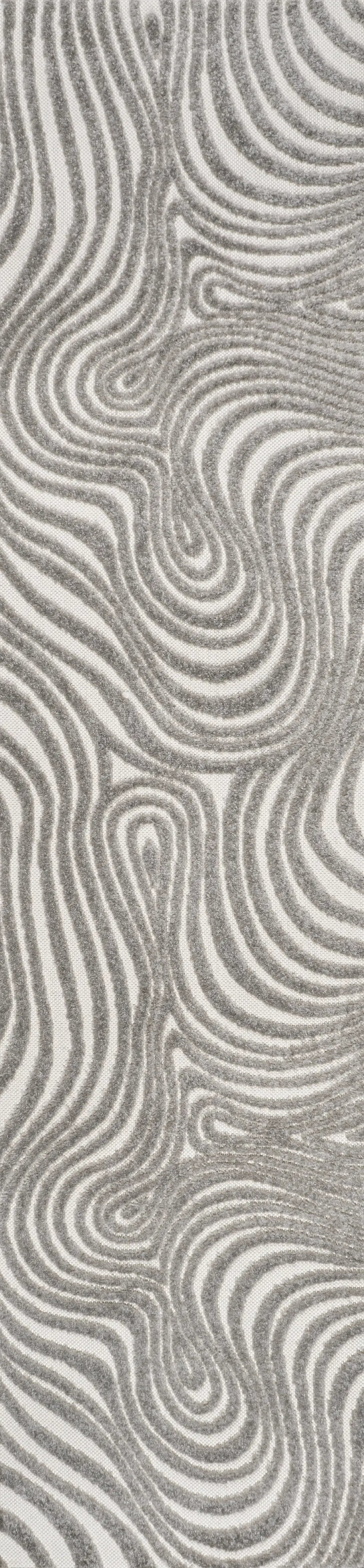 10' Gray And Ivory Abstract Indoor Outdoor Runner Rug Homeroots Outdoor