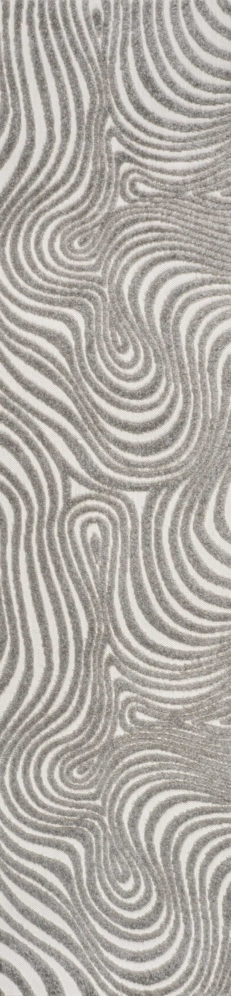 10' Gray And Ivory Abstract Indoor Outdoor Runner Rug Homeroots Outdoor
