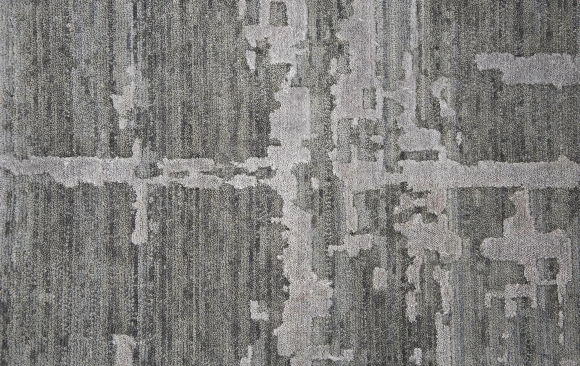 10' Gray And Light Gray New Zealand Lambs Wool Abstract Hand Carved Handmade Area Rug Homeroots Home Decor