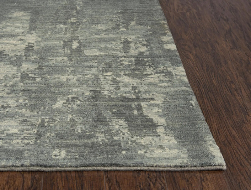 10' Gray And Light Gray New Zealand Lambs Wool Abstract Hand Carved Handmade Area Rug Homeroots Home Decor