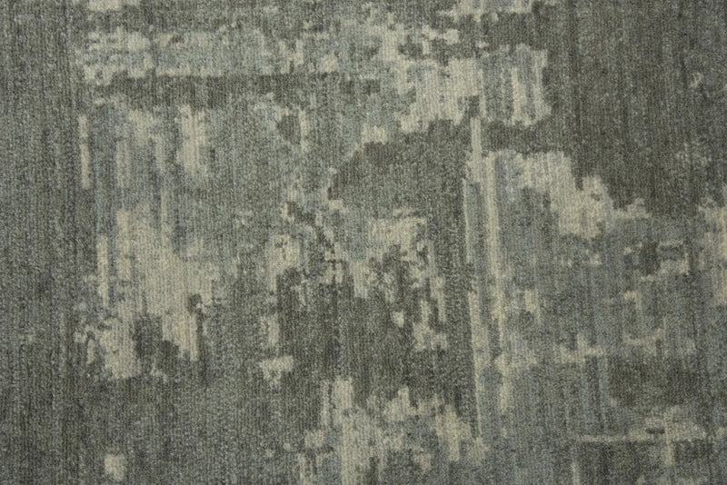10' Gray And Light Gray New Zealand Lambs Wool Abstract Hand Carved Handmade Area Rug Homeroots Home Decor