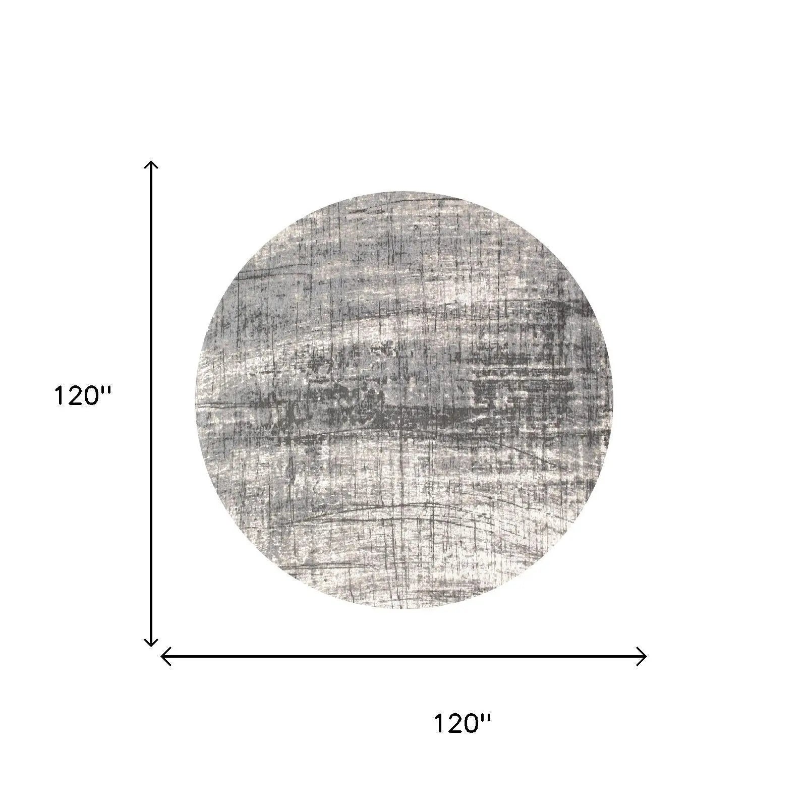 10' Gray And White Abstract Washable Round Rug With UV Protection Homeroots Home Decor