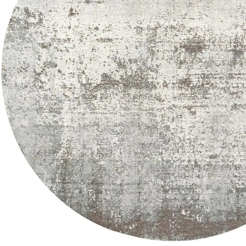 10' Gray And White Abstract Washable Round Rug With UV Protection Homeroots Home Decor