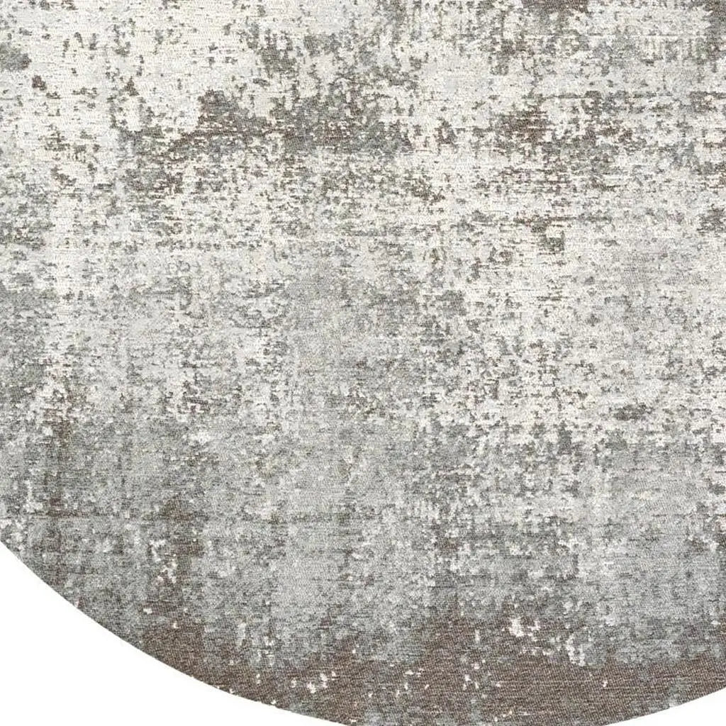 10' Gray And White Abstract Washable Round Rug With UV Protection Homeroots Home Decor