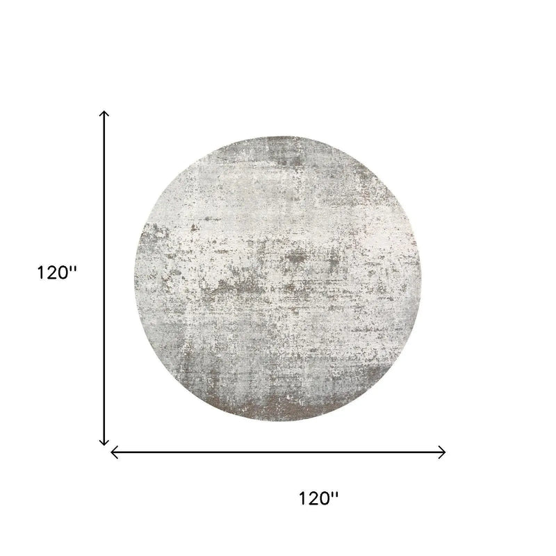10' Gray And White Abstract Washable Round Rug With UV Protection Homeroots Home Decor