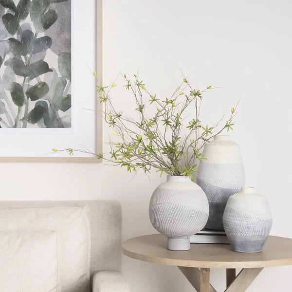 10" Gray And White Ombre Ceramic Round Table Vase Homeroots Home Decor