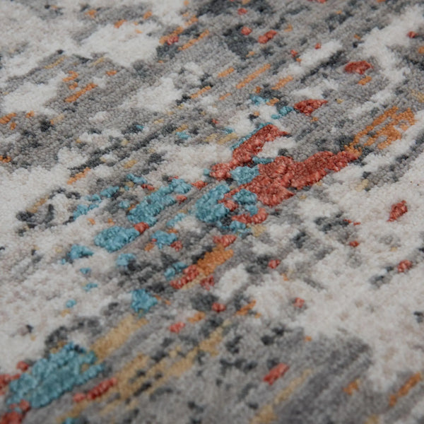 10' Gray Beige Orange Red And Blue New Zealand Lambs Wool Abstract Hand Carved Handmade Area Rug Homeroots Home Decor