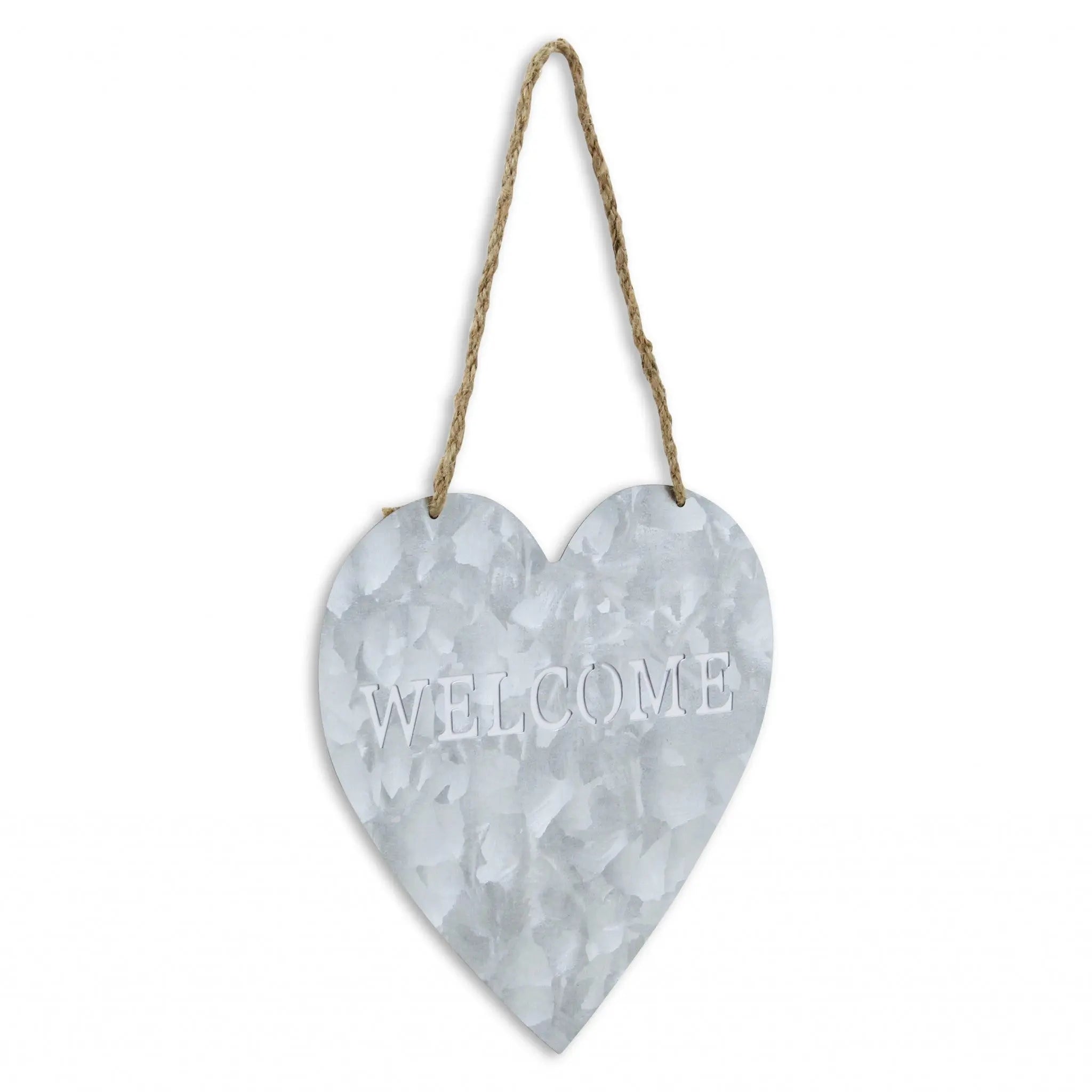 10" Gray Galvanized Metal Heart Shaped Welcome Wall Decor GreatEagleInc