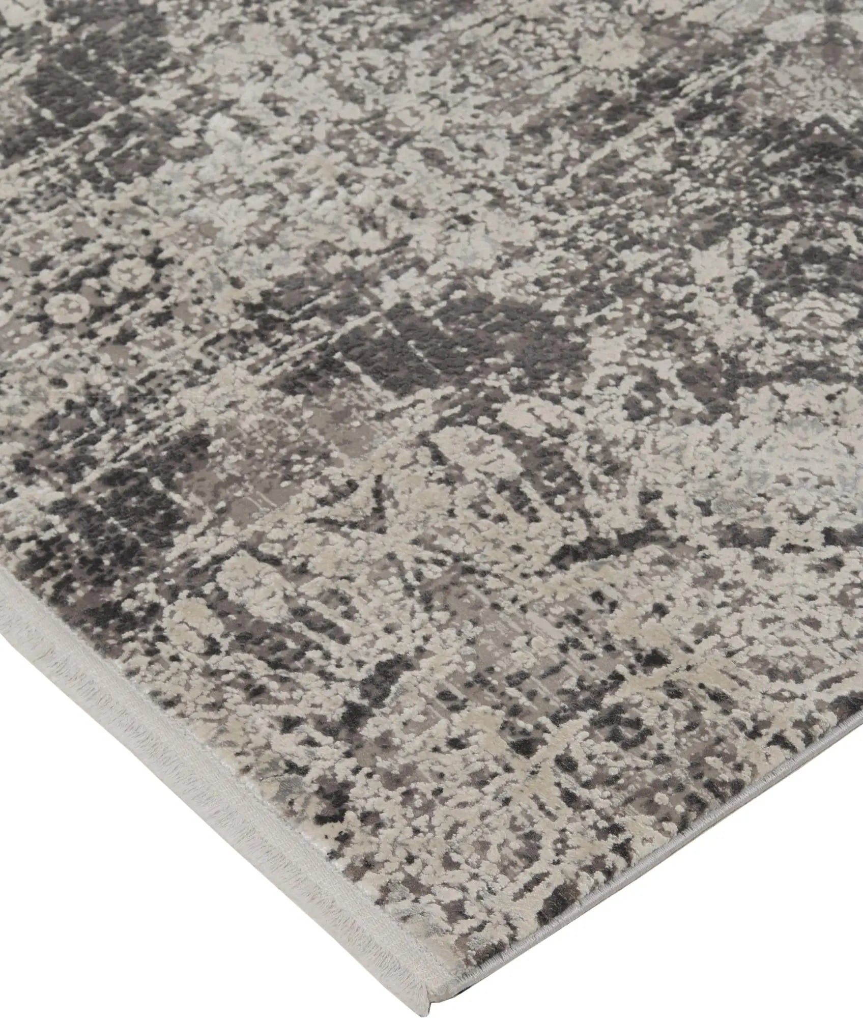 10' Gray Ivory And Taupe Abstract Area Rug With Fringe Homeroots Home Decor