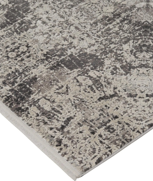 10' Gray Ivory And Taupe Abstract Area Rug With Fringe Homeroots Home Decor