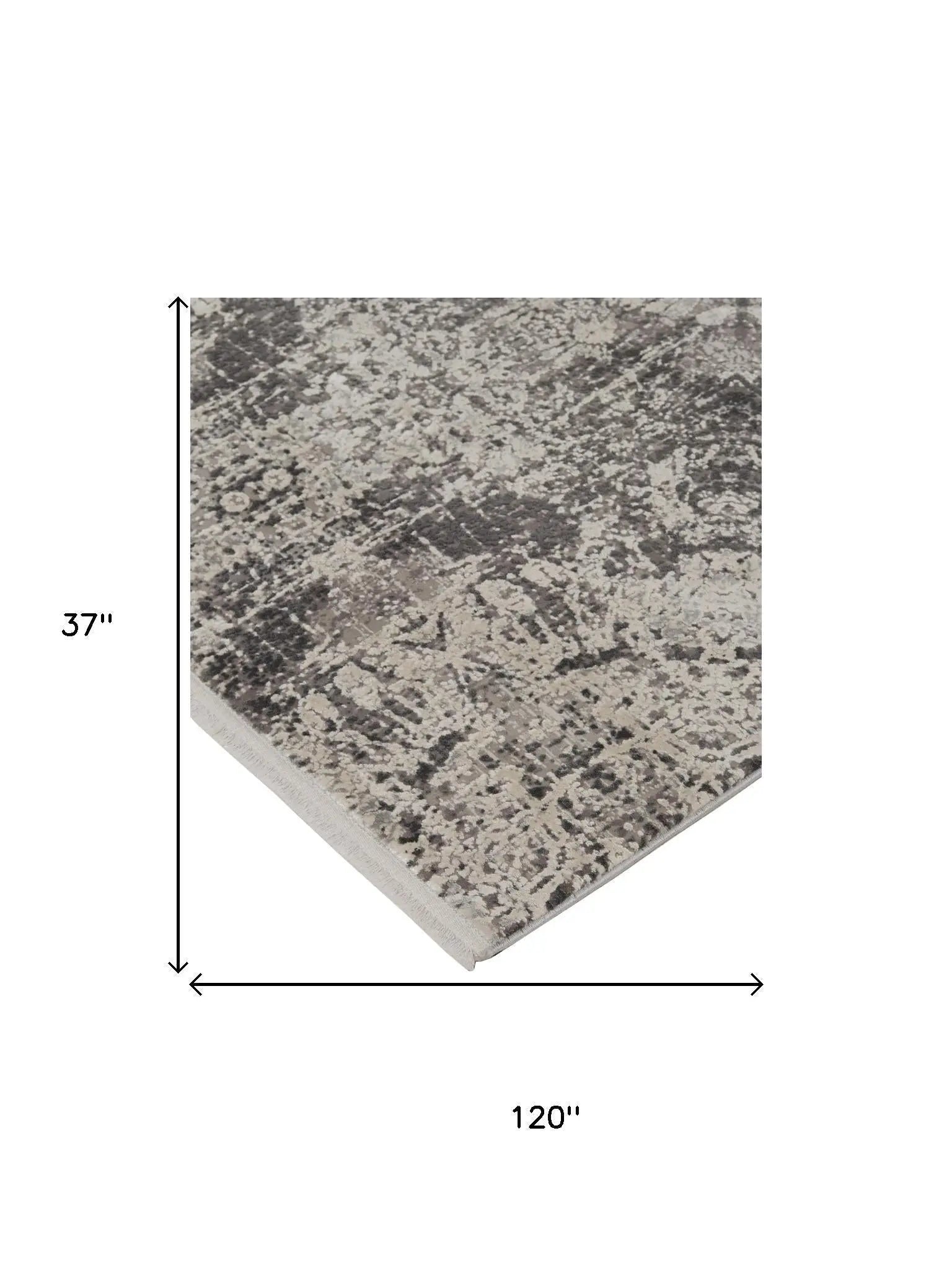 10' Gray Ivory And Taupe Abstract Area Rug With Fringe Homeroots Home Decor