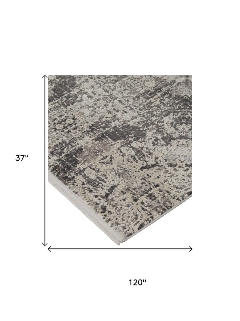 10' Gray Ivory And Taupe Abstract Area Rug With Fringe Homeroots Home Decor