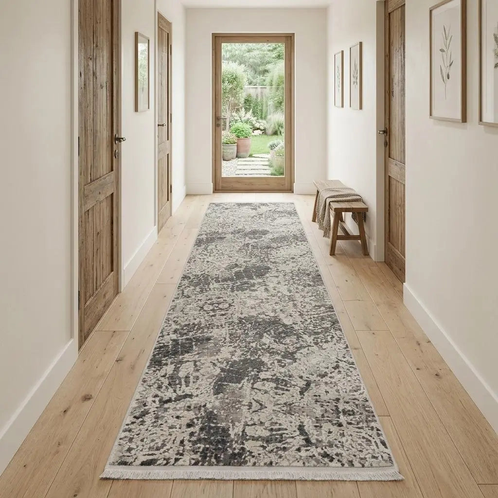 10' Gray Ivory And Taupe Abstract Area Rug With Fringe Homeroots Home Decor