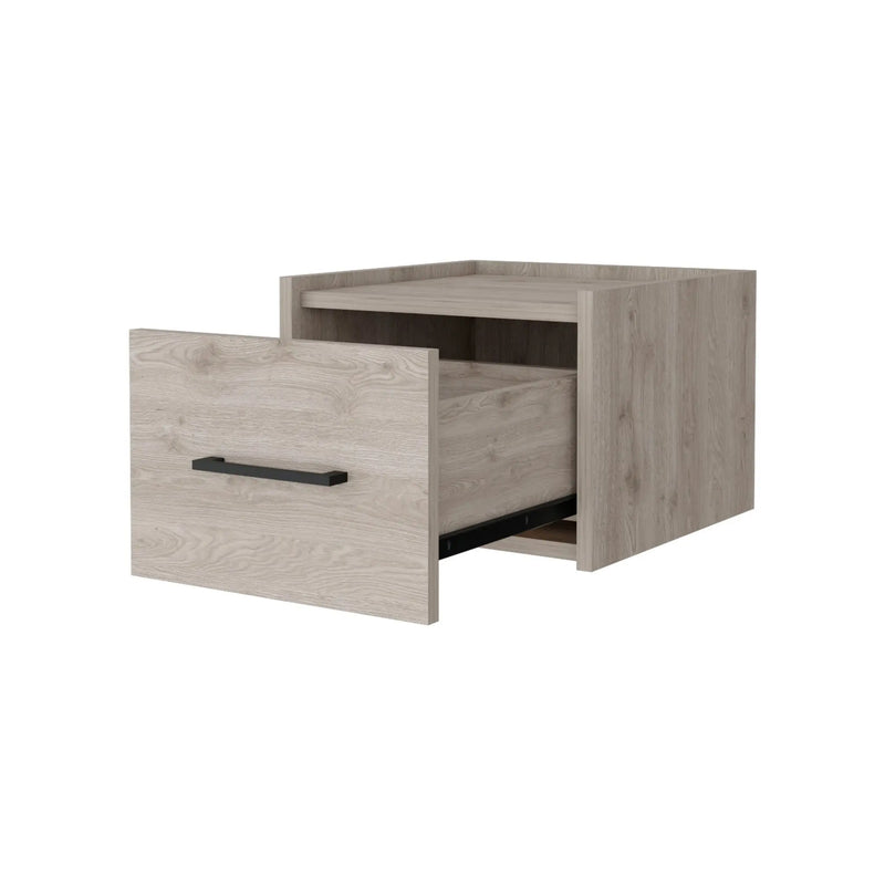 10" Gray Wood One Drawer Floating Nightstand Homeroots Bed & Bath