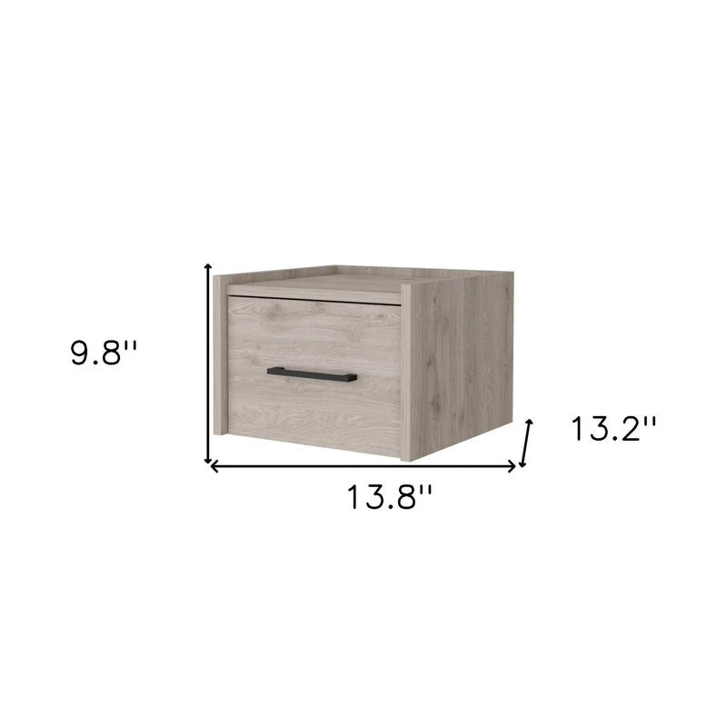 10" Gray Wood One Drawer Floating Nightstand Homeroots Bed & Bath