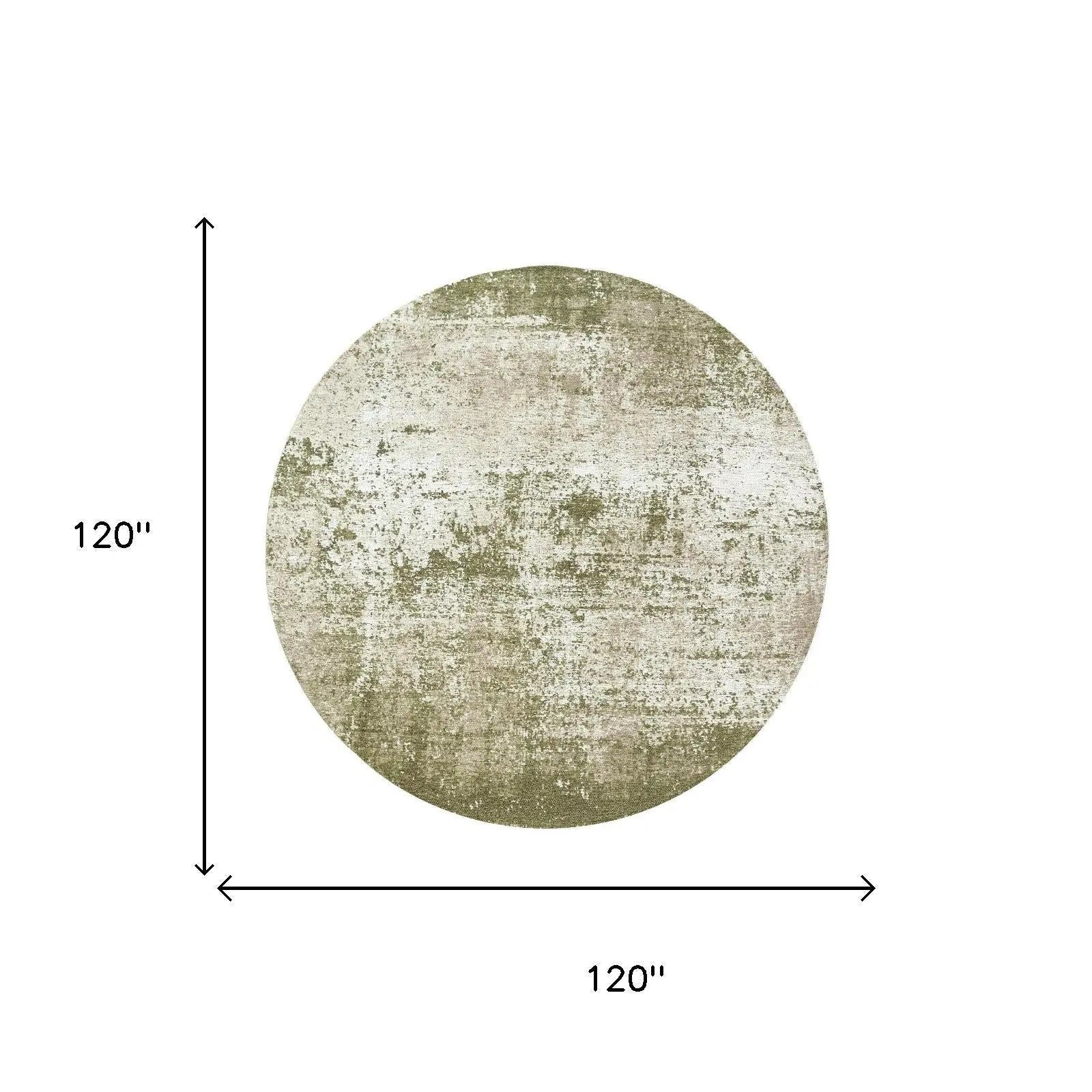 10' Green And White Abstract Washable Round Rug With UV Protection Homeroots Home Decor