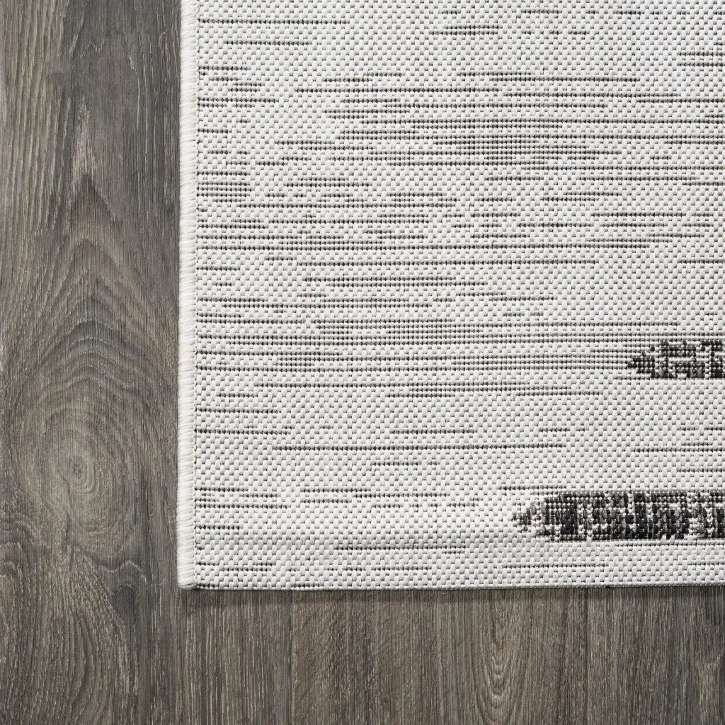 10' Ivory And Black Striped Indoor Outdoor Runner Rug Homeroots Outdoor
