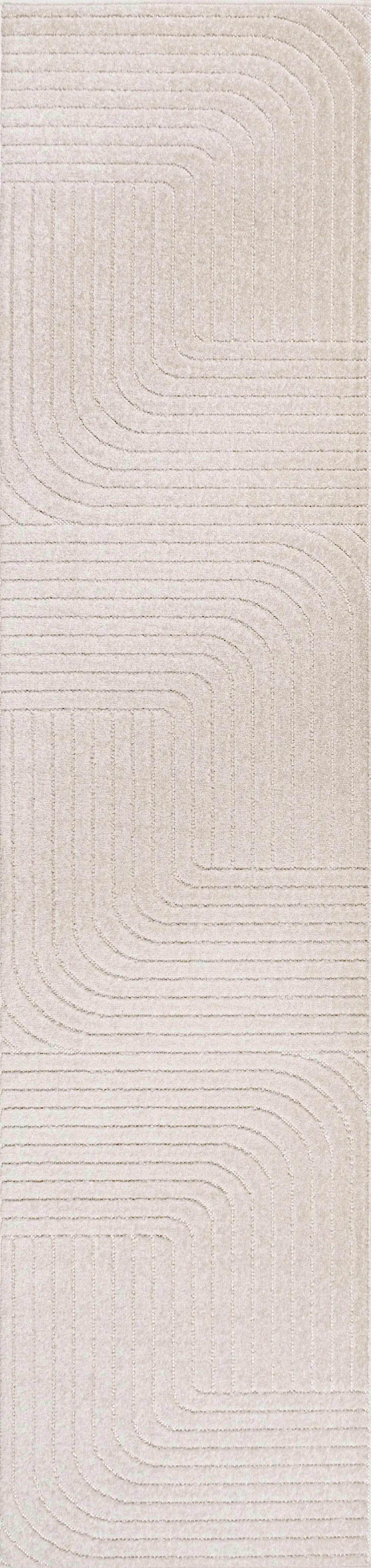 10' Ivory And Cream Striped Indoor Outdoor Runner Rug Homeroots Outdoor