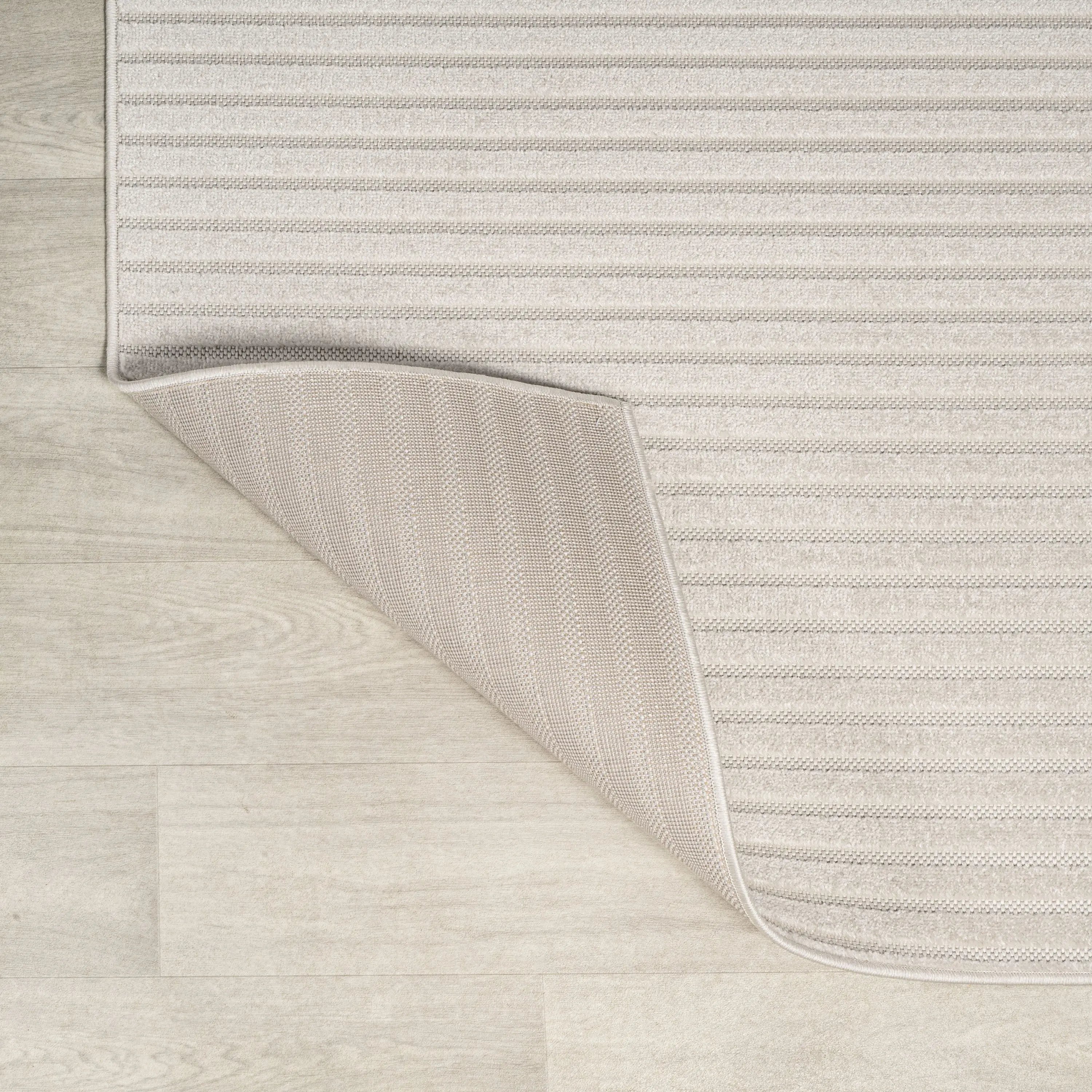 10' Ivory And Cream Striped Indoor Outdoor Runner Rug Homeroots Outdoor