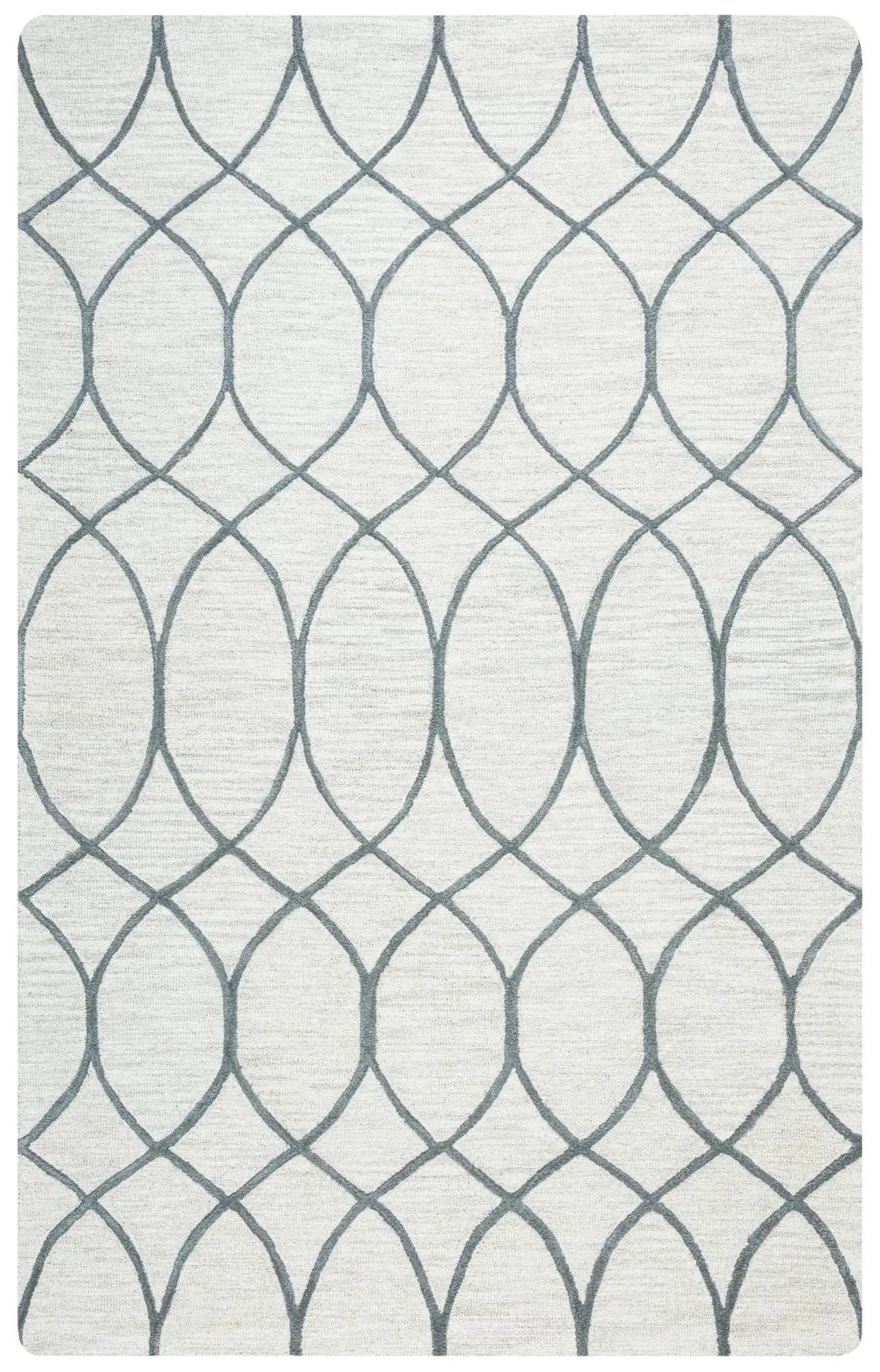 10' Ivory And Gray Wool Trellis Hand Tufted Round Rug Homeroots Home Decor