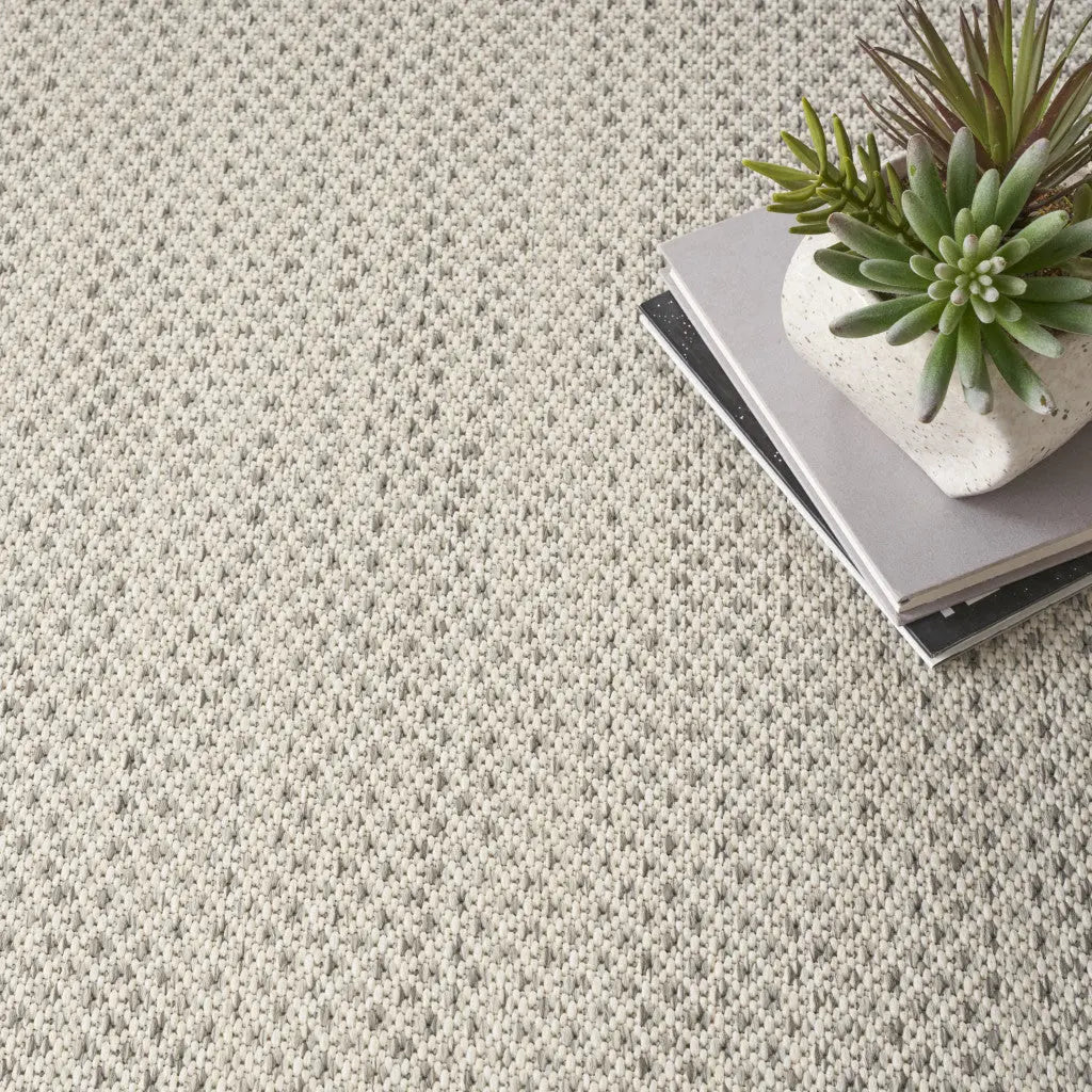 10' Ivory And Silver Square Geometric Indoor Outdoor Area Rug Homeroots Outdoor