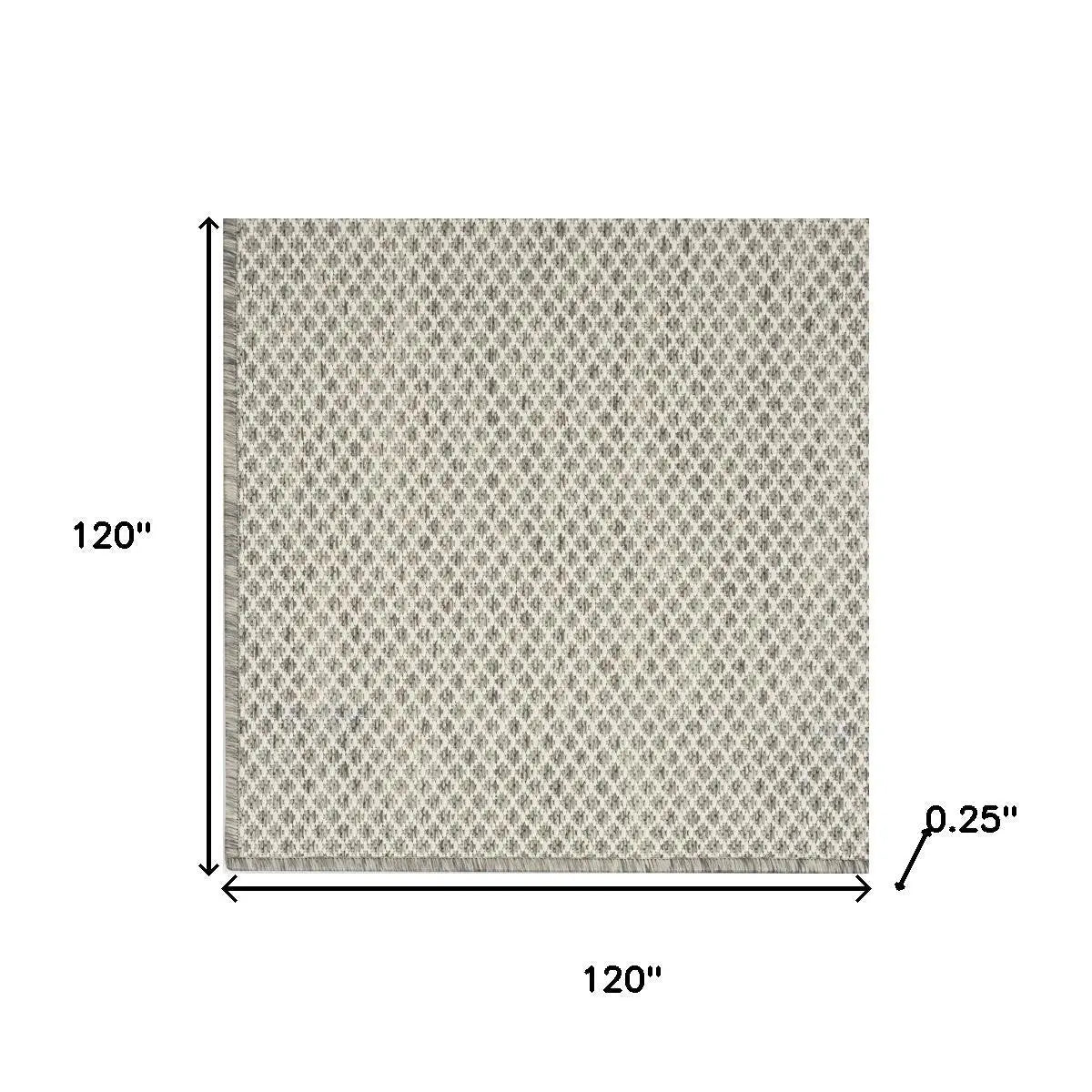 10' Ivory And Silver Square Geometric Indoor Outdoor Area Rug Homeroots Outdoor