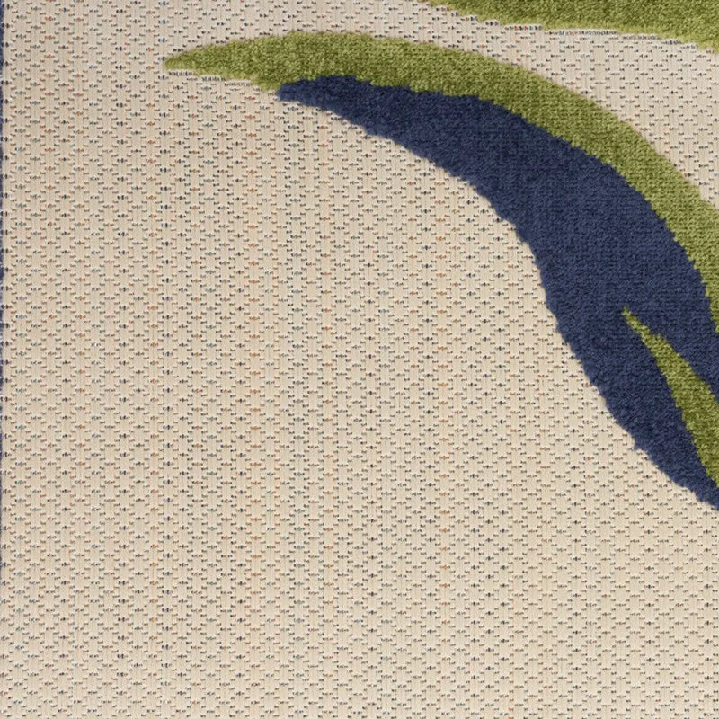10' Ivory Blue And Orange Floral Indoor Outdoor Runner Rug Homeroots Outdoor