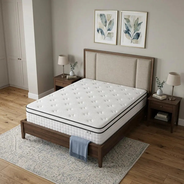 10" King Gel Memory Foam Medium Check Hybrid Mattress Homeroots Bed & Bath