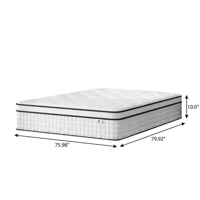 10" King Gel Memory Foam Medium Check Hybrid Mattress Homeroots Bed & Bath