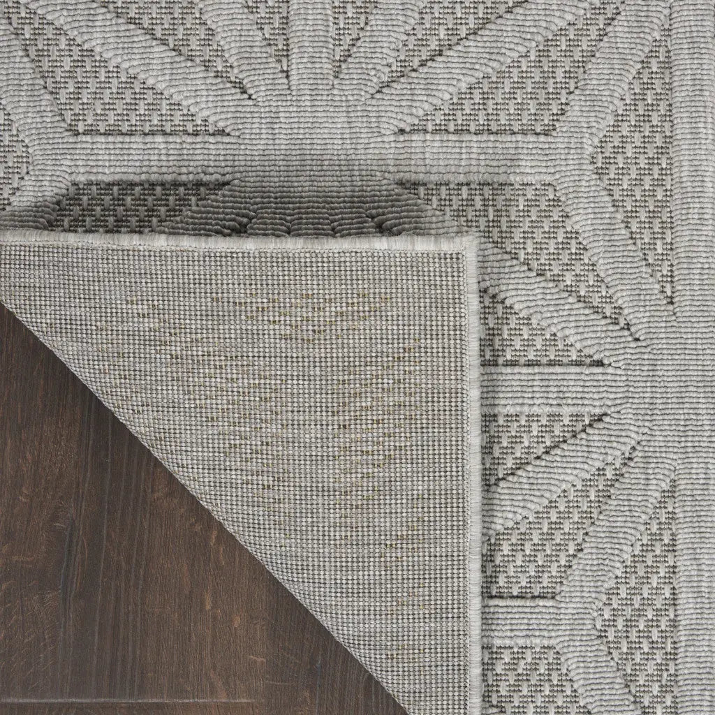 10' Light Gray And Gray Geometric Indoor Outdoor Runner Rug Homeroots Outdoor