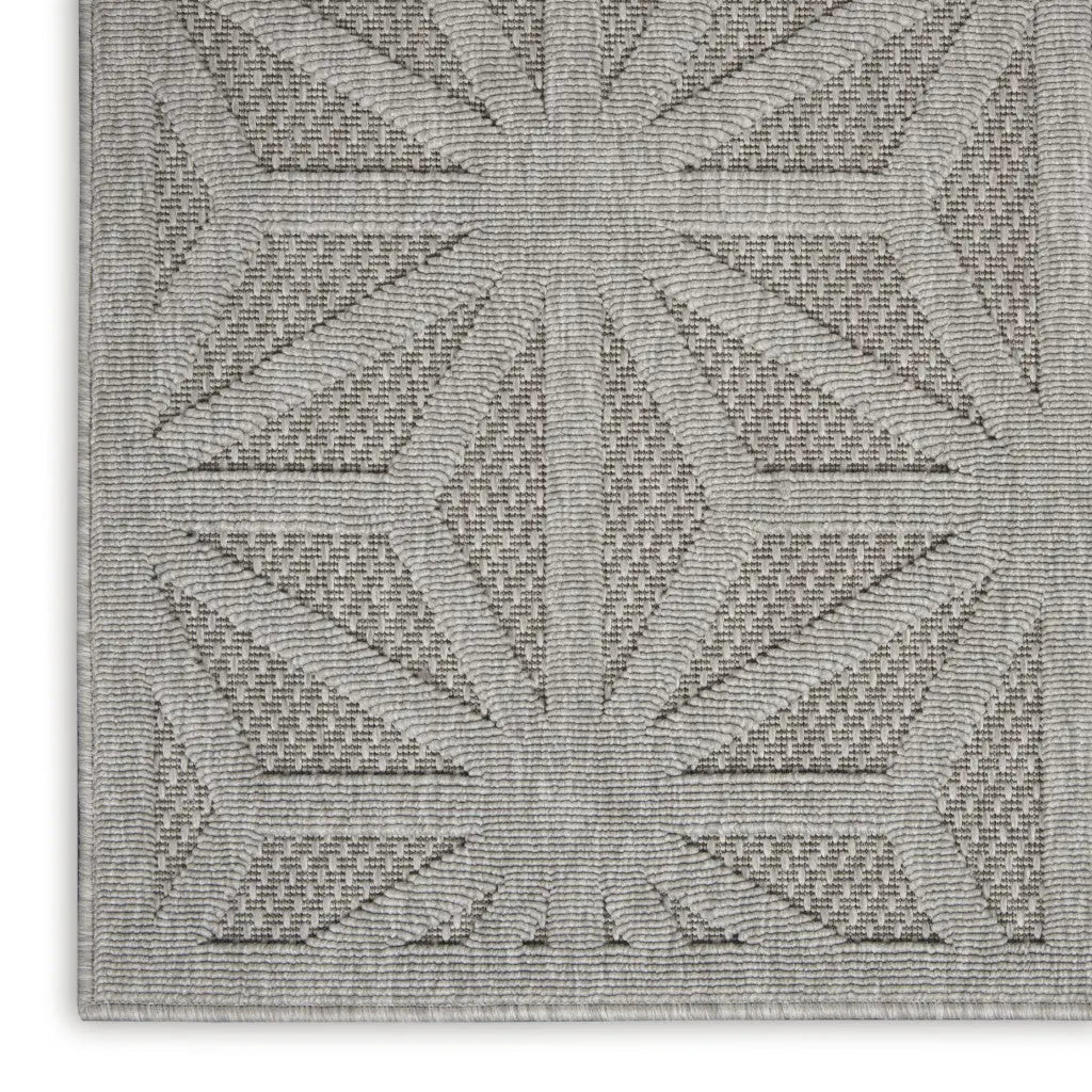 10' Light Gray And Gray Geometric Indoor Outdoor Runner Rug Homeroots Outdoor