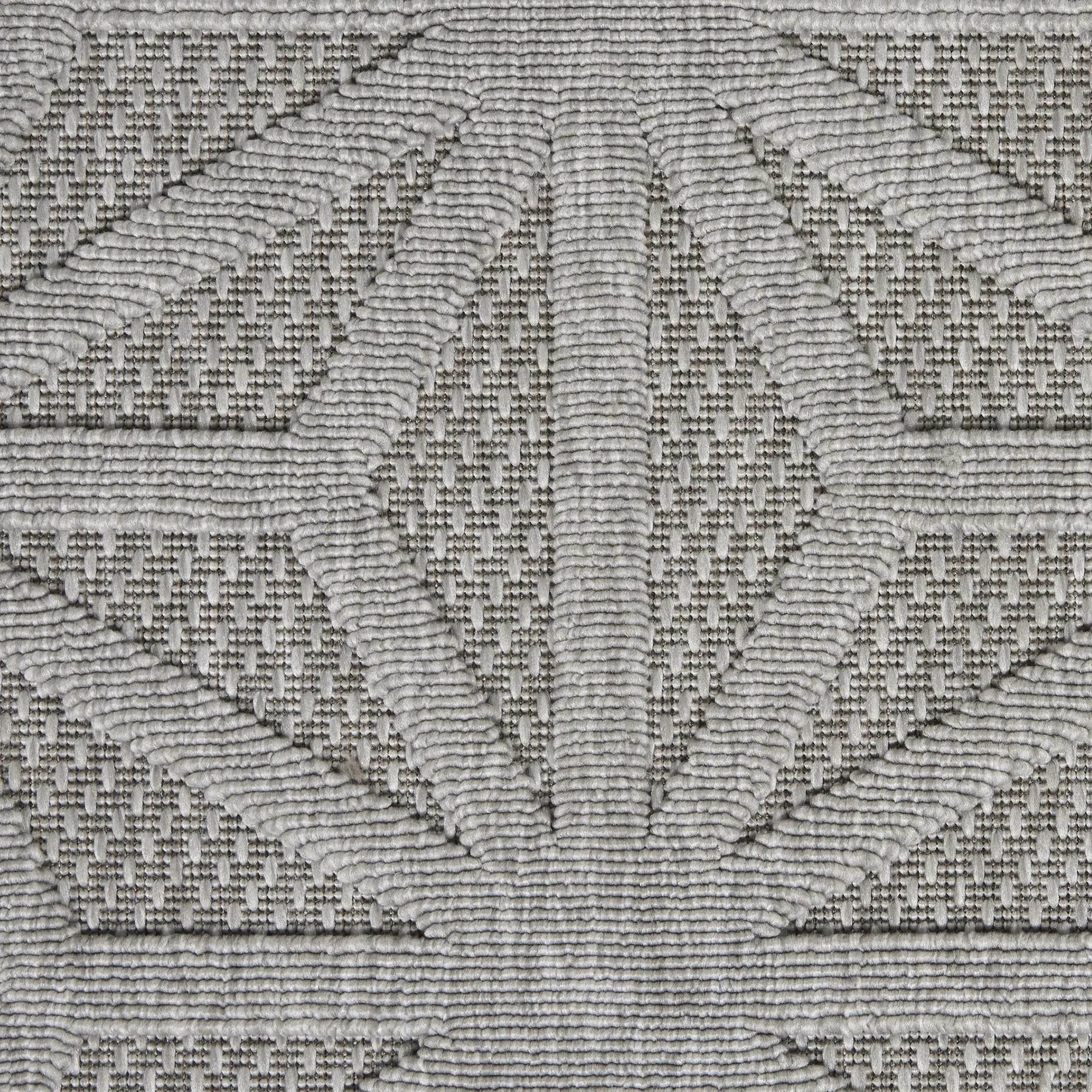 10' Light Gray And Gray Geometric Indoor Outdoor Runner Rug Homeroots Outdoor
