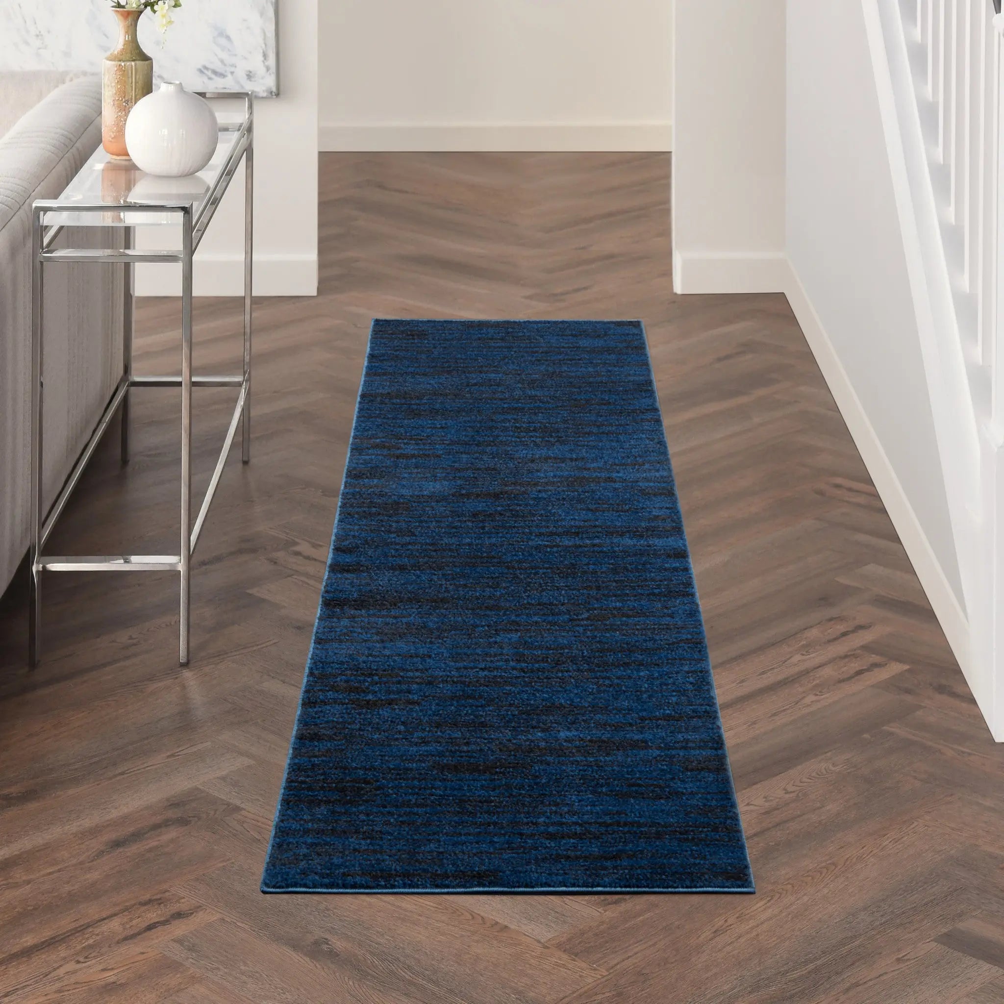 10' Midnight Blue Indoor Outdoor Runner Rug Homeroots Outdoor
