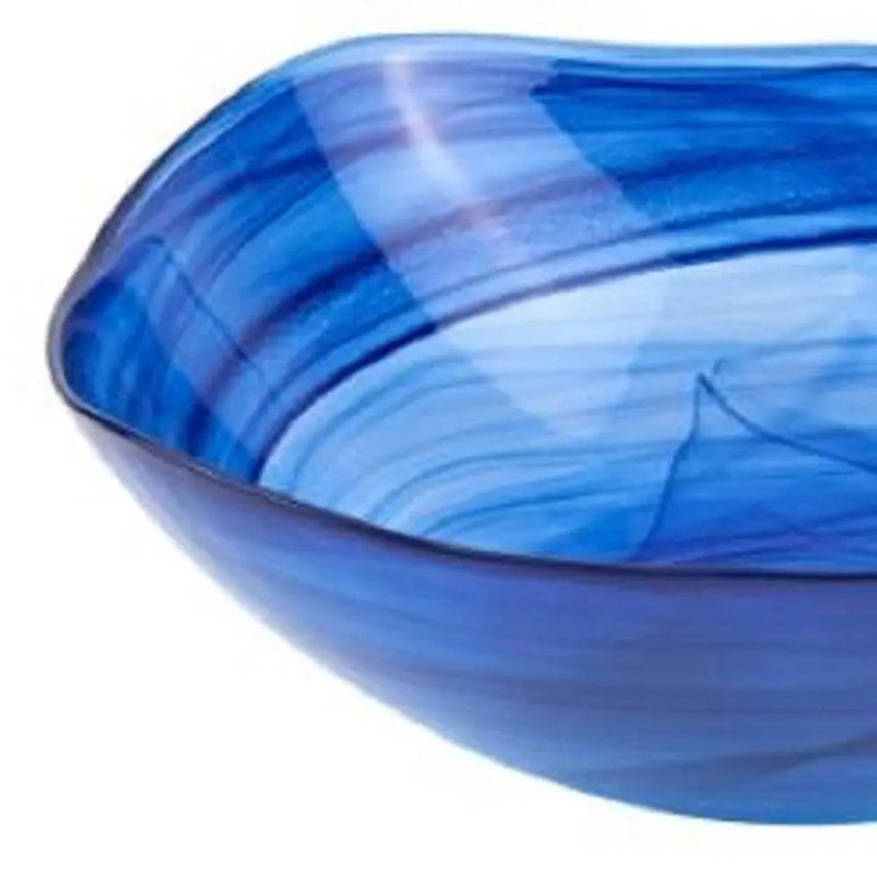 10" Modern Soft Square Blue Swirl Glass Bowl Homeroots Kitchen & Dining