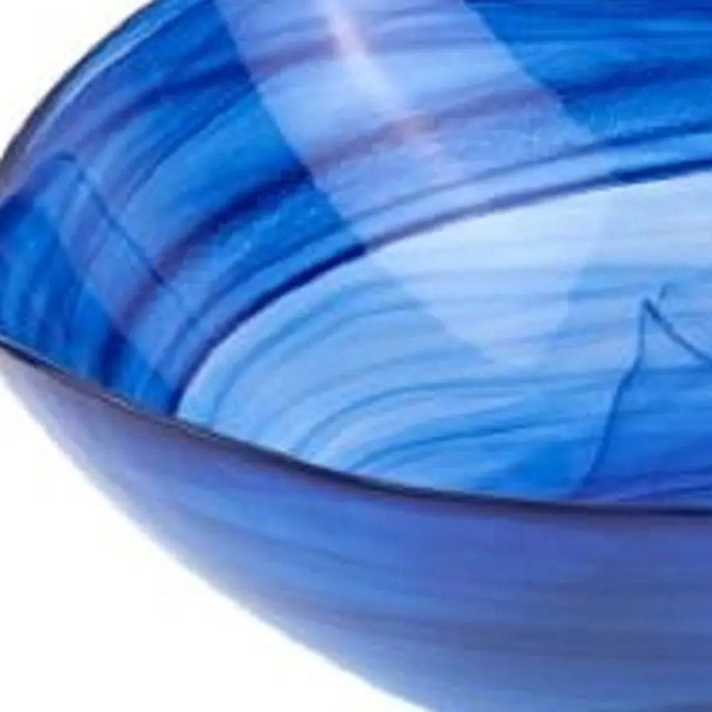 10" Modern Soft Square Blue Swirl Glass Bowl Homeroots Kitchen & Dining
