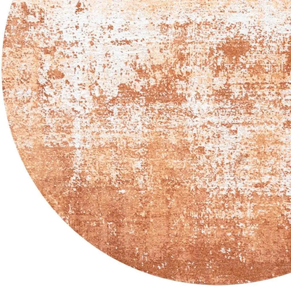 10' Orange And White Abstract Washable Round Rug With UV Protection Homeroots Home Decor