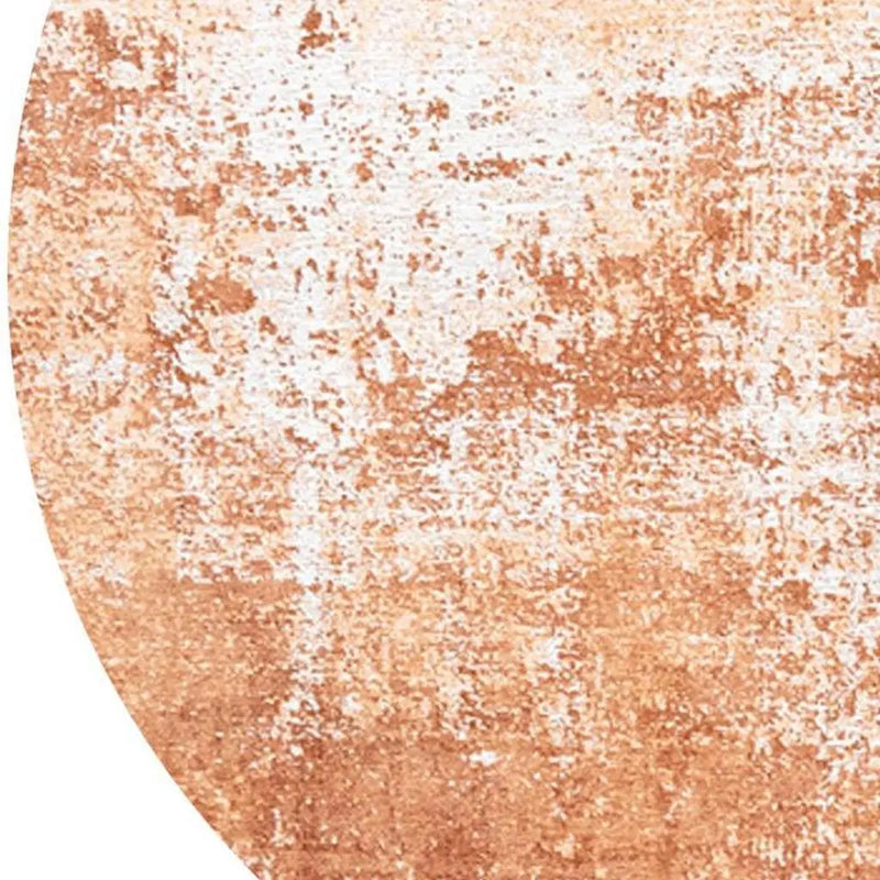 10' Orange And White Abstract Washable Round Rug With UV Protection Homeroots Home Decor