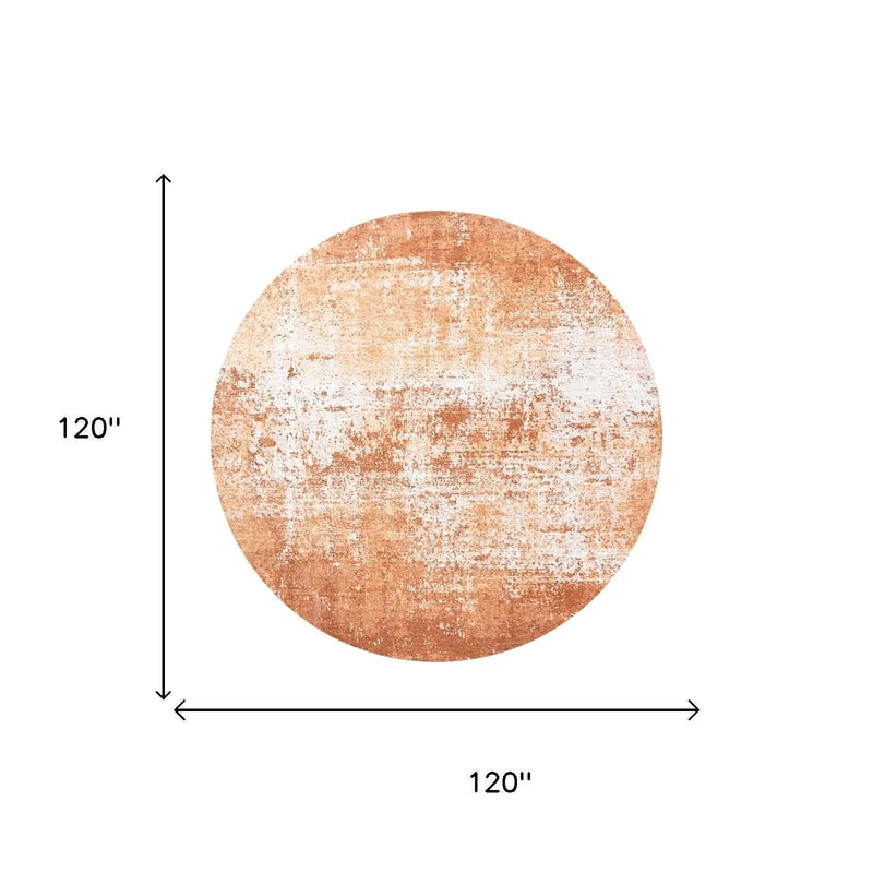 10' Orange And White Abstract Washable Round Rug With UV Protection Homeroots Home Decor