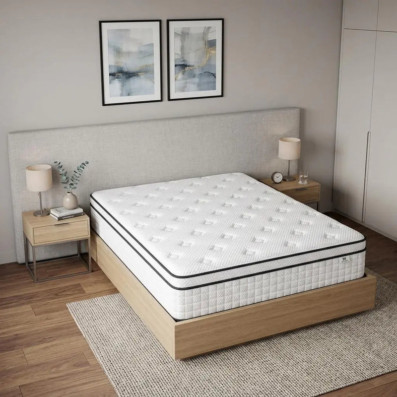 10" Queen Gel Memory Foam Medium Check Hybrid Mattress Homeroots Bed & Bath
