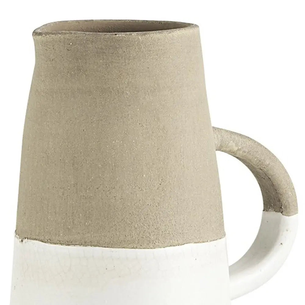 10" Rustic Organic White And Natural Decorative Jug Homeroots Home Decor