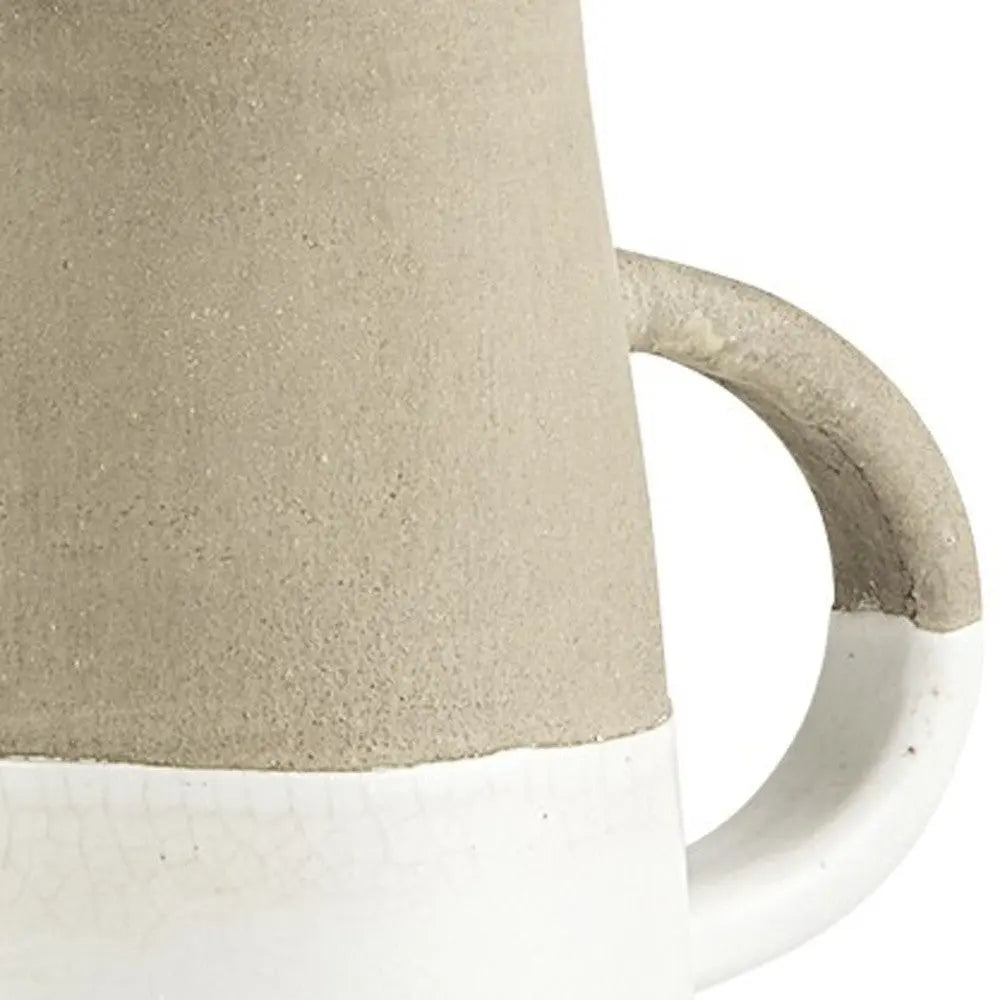 10" Rustic Organic White And Natural Decorative Jug Homeroots Home Decor