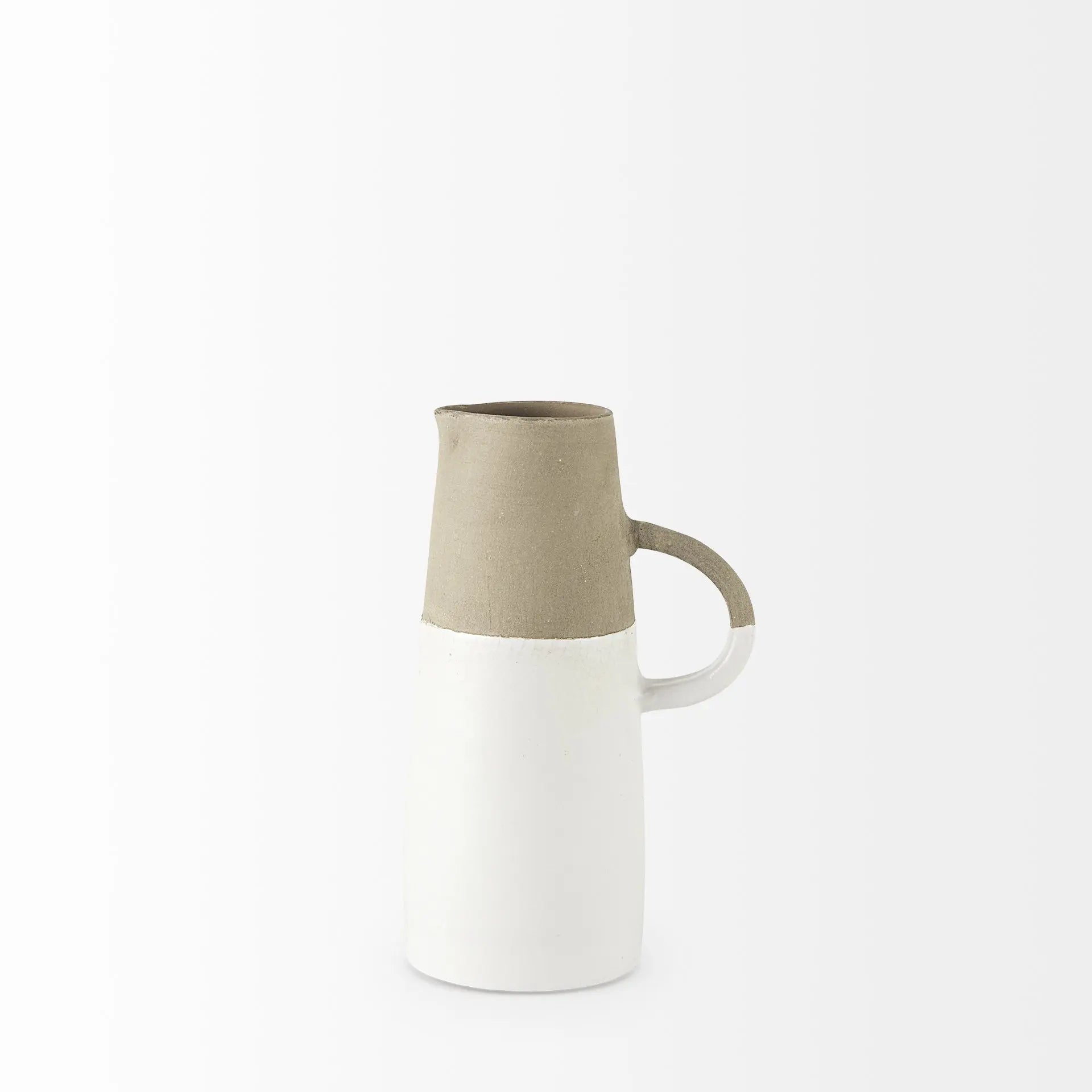 10" Rustic Organic White And Natural Decorative Jug Homeroots Home Decor