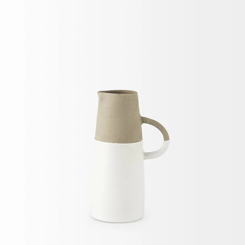10" Rustic Organic White And Natural Decorative Jug Homeroots Home Decor