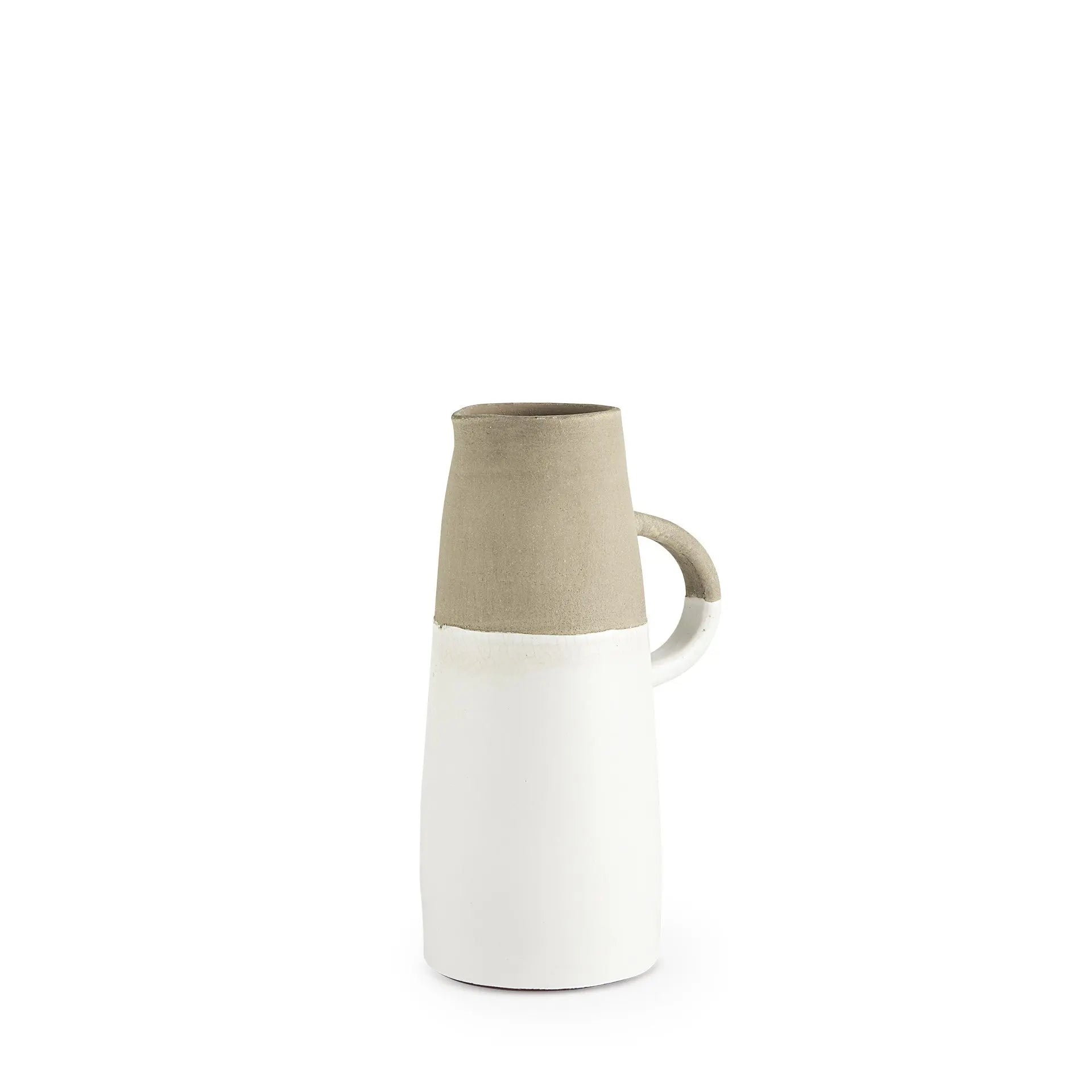 10" Rustic Organic White And Natural Decorative Jug Homeroots Home Decor