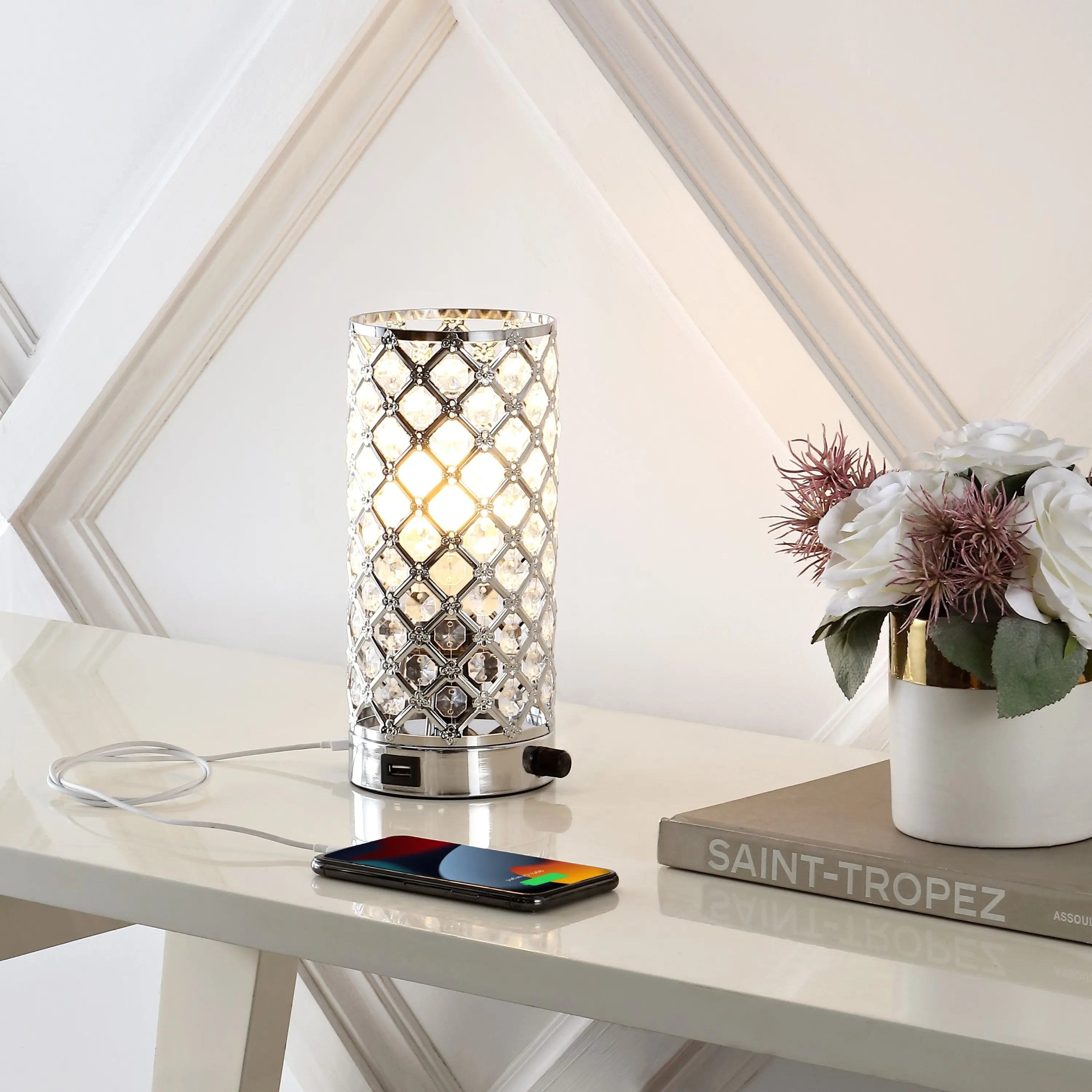10" Silver Column Lamp Homeroots Lighting
