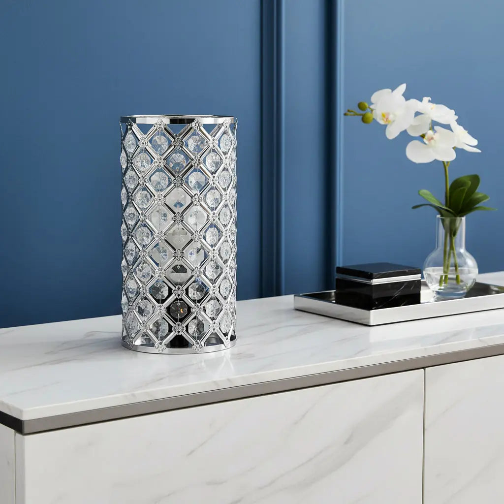10" Silver Column Lamp Homeroots Lighting